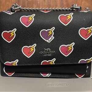 Coach Black Bag with Heart and Lightning Print